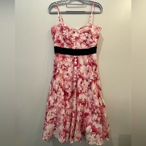 Anthropology Maeve Floral Convertible Strapless Dress with Black Band